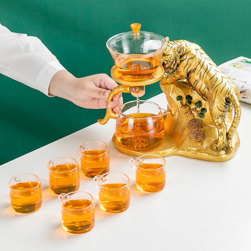 Xinshunfa set de ceai gaiwan din ceramică și sticlă, rezistent la temperaturi înalte, stil național modern, cutie cadou