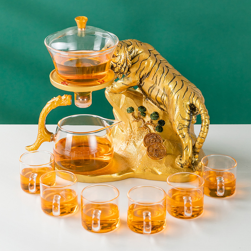 Xinshunfa set de ceai gaiwan din ceramică și sticlă, rezistent la temperaturi înalte, stil național modern, cutie cadou