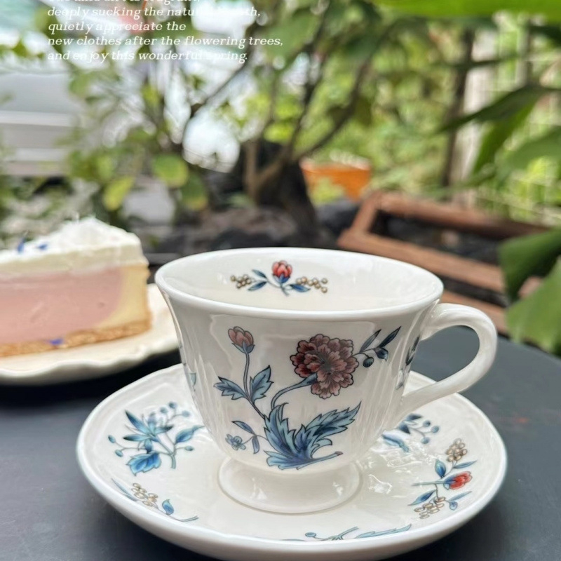 Set de cești de cafea și farfurioare în stil britanic, set vintage pentru ceai de după-amiază, veselă ceramică de înaltă calitate