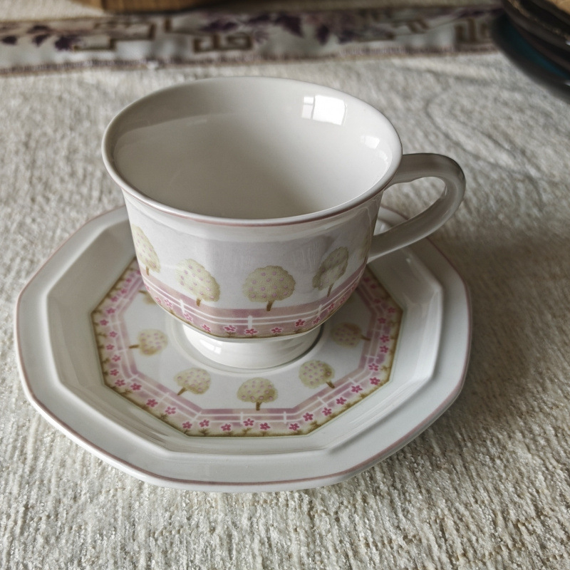 Set de cești de cafea și farfurioare în stil britanic, set vintage pentru ceai de după-amiază, veselă ceramică de înaltă calitate