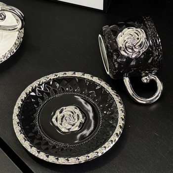 Set de cești de cafea cu farfurie din ceramică, luxos și creativ, design elegant pentru ceaiul de după-amiază