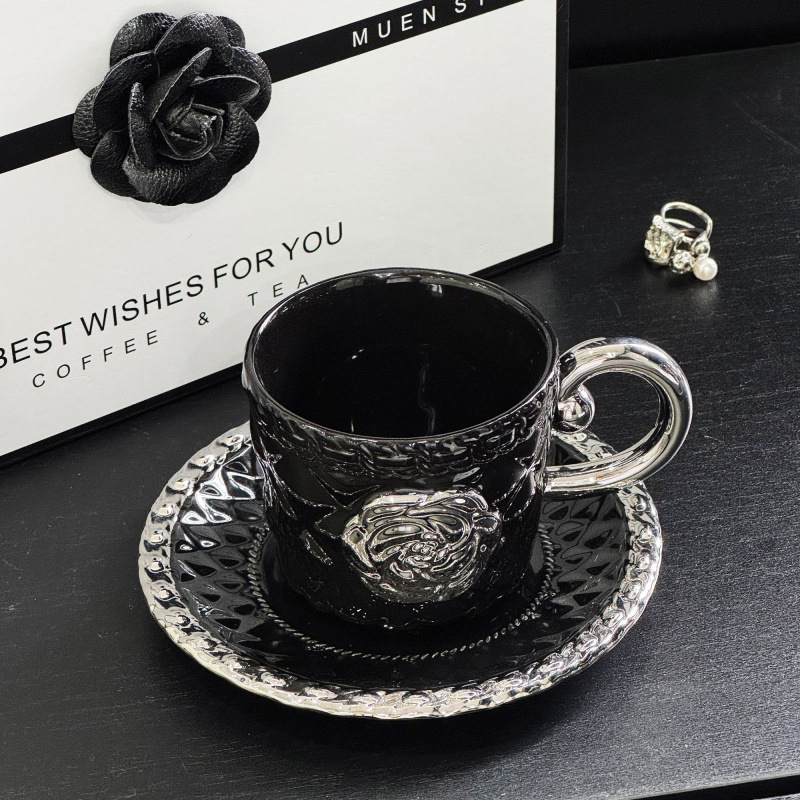 Set de cești de cafea cu farfurie din ceramică, luxos și creativ, design elegant pentru ceaiul de după-amiază