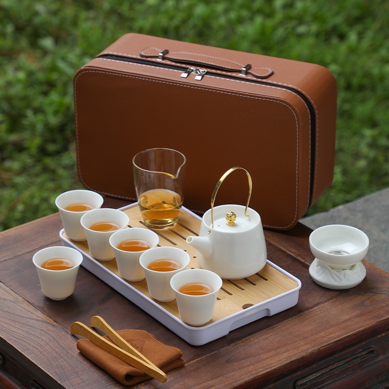 Set de ceai ceramic cu ceainic și cești – set complet portabil pentru exterior, cadou potrivit pentru clienți