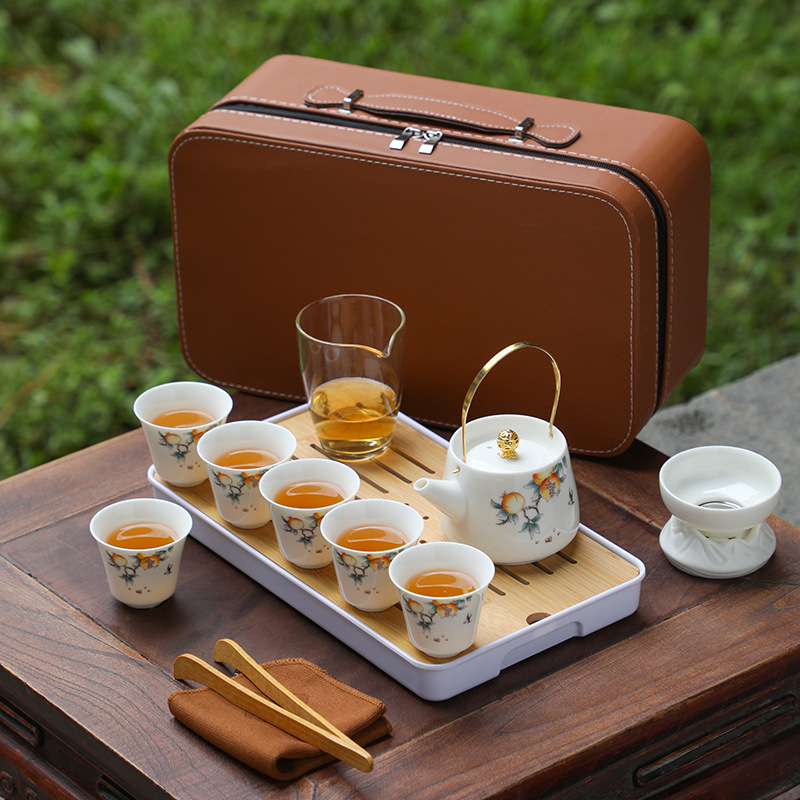 Set de ceai ceramic cu ceainic și cești – set complet portabil pentru exterior, cadou potrivit pentru clienți