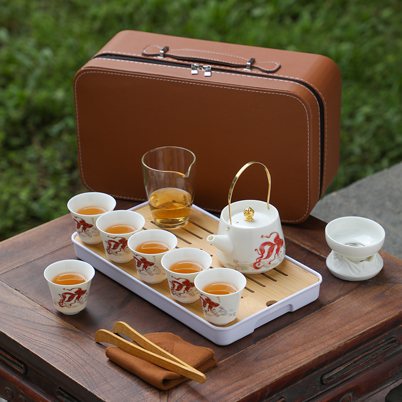 Set de ceai ceramic cu ceainic și cești – set complet portabil pentru exterior, cadou potrivit pentru clienți