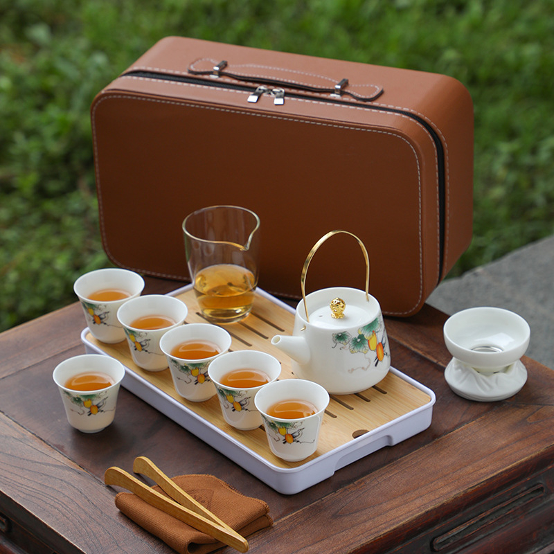 Set de ceai ceramic cu ceainic și cești – set complet portabil pentru exterior, cadou potrivit pentru clienți