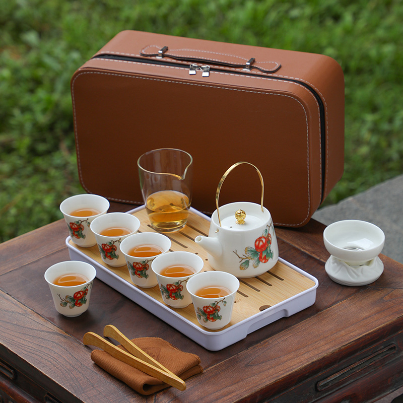Set de ceai ceramic cu ceainic și cești – set complet portabil pentru exterior, cadou potrivit pentru clienți