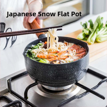 Oală de lapte din aluminiu, stil japonez, cu piatră Maifan ciocănită, capac din sticlă, antiaderent