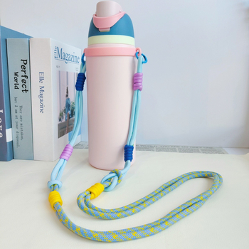 Bretea împletită lungă pentru sticle de apă, curea crossbody compatibilă cu cănile izolate Stanley, șnur pentru pahare cu gheață și inele pentru pahare