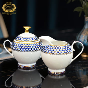 Ceainic din porțelan cu os Jingdezhen, set de ceai de înaltă calitate pentru ceai de după-amiază, cu cești și farfurioare