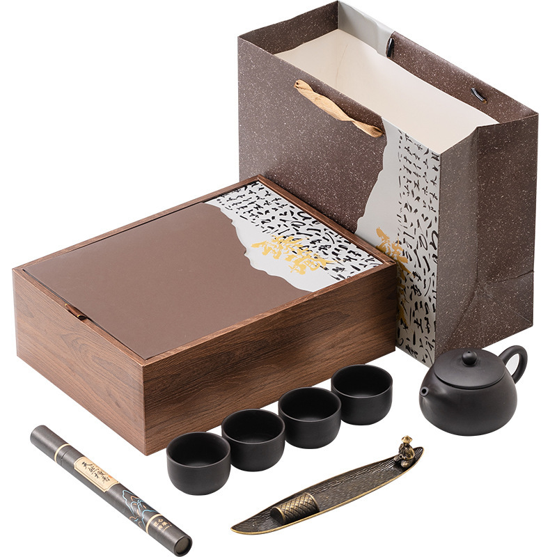 Set de ceai din lut mov de înaltă calitate, cadou, stil retro chinezesc, set ceramic pentru ceai cu logo de ceremonie a aromelor