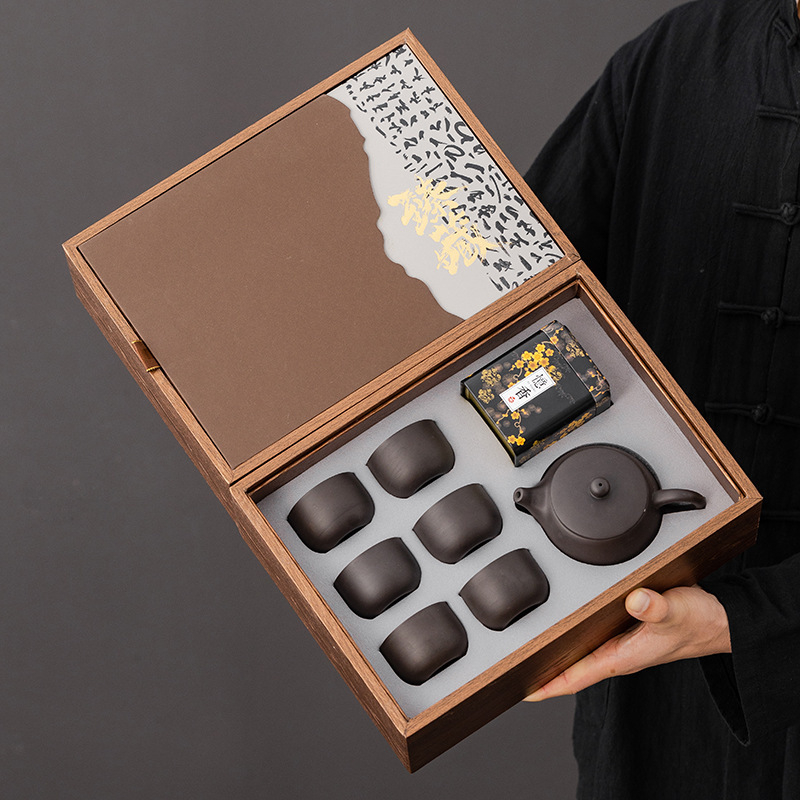 Set de ceai din lut mov de înaltă calitate, cadou, stil retro chinezesc, set ceramic pentru ceai cu logo de ceremonie a aromelor