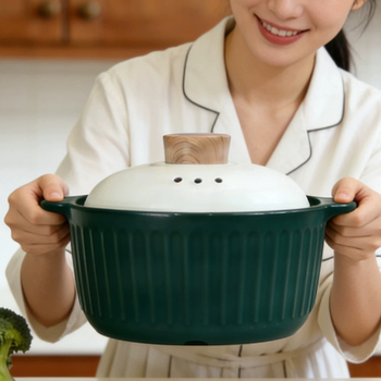Oală ceramică pentru supe în stil Nordic, pentru uz casnic, potrivită pentru flacără deschisă și aragaz, rezistentă la temperaturi înalte, capacitate 3,1–4 L, cu capac