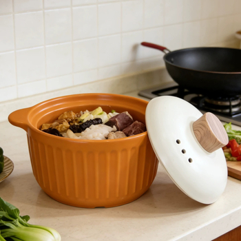Oală ceramică pentru supe în stil Nordic, pentru uz casnic, potrivită pentru flacără deschisă și aragaz, rezistentă la temperaturi înalte, capacitate 3,1–4 L, cu capac
