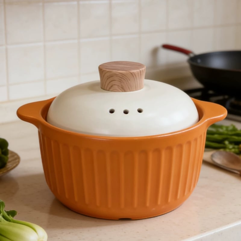 Oală ceramică pentru supe în stil Nordic, pentru uz casnic, potrivită pentru flacără deschisă și aragaz, rezistentă la temperaturi înalte, capacitate 3,1–4 L, cu capac
