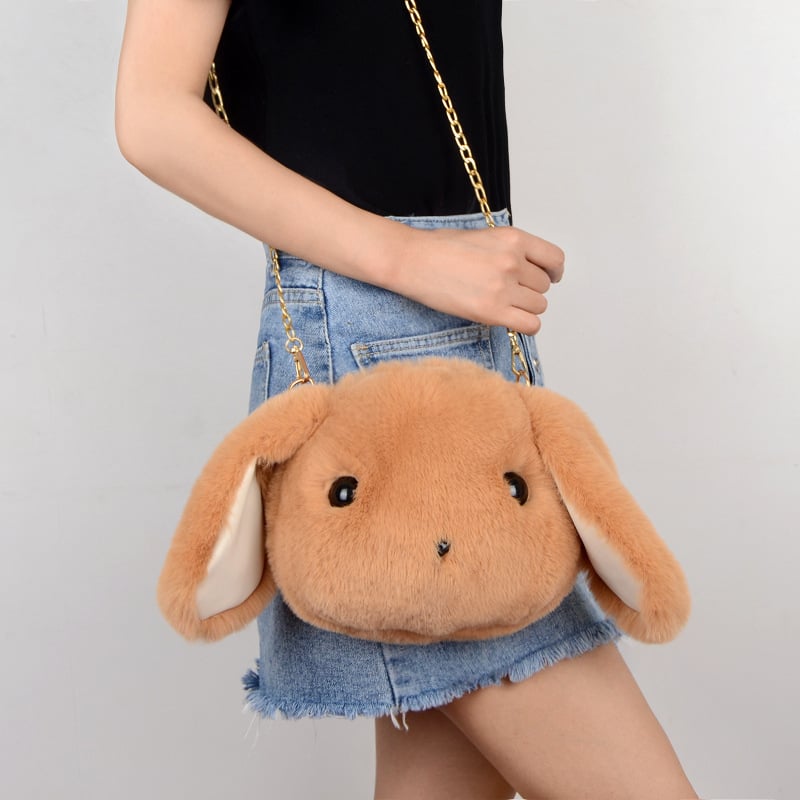 Pliš torbica sa zekom u korejskom stilu, crossbody torba s lancem, ženska mala torbica s velikim ušima zeca, slatka