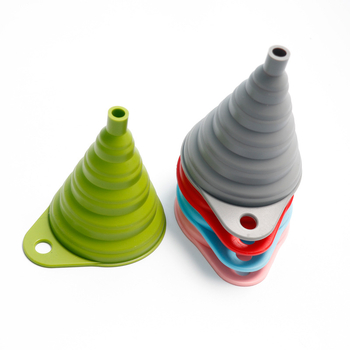 Funnel din silicon pentru bucătărie, pliabil și extensibil, design întărit pentru ulei și vin, compact pentru depozitare