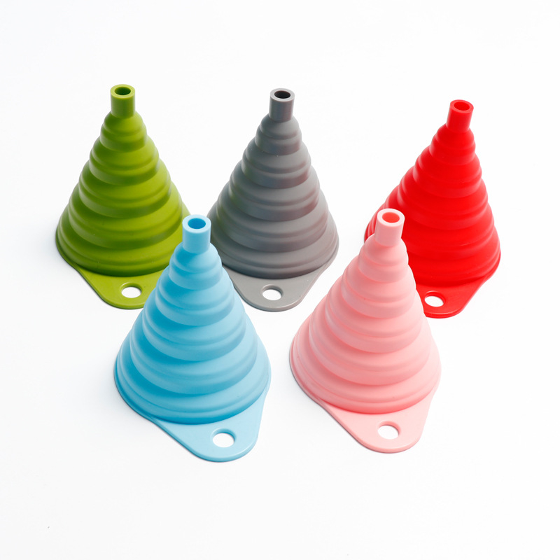 Funnel din silicon pentru bucătărie, pliabil și extensibil, design întărit pentru ulei și vin, compact pentru depozitare