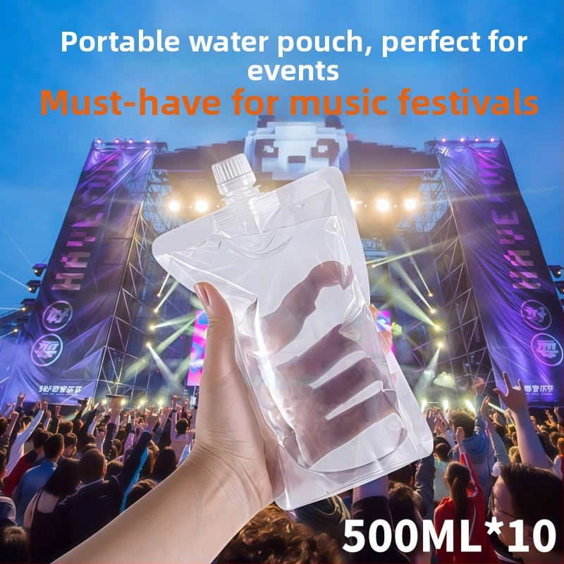 Externá vodná taška na hudobný festival, prenosná mäkká vodná taška na pitie, 0,5 L, potravinárska kvalita, s náustkom