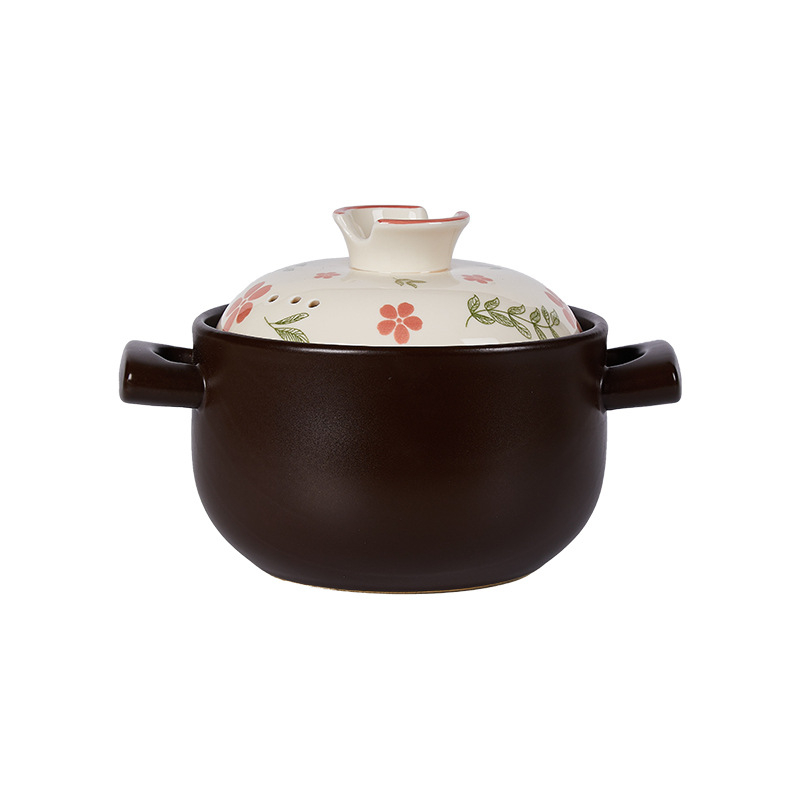 Oală ceramică pentru aragaz, 2,5 L, rezistentă la temperaturi înalte, oală de supă cu capac ceramic