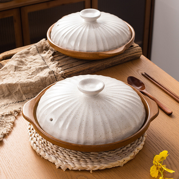 Caserolă ceramică cu gură joasă pentru aragaz, 1 L, ideală pentru orez și supe, fără strat de acoperire