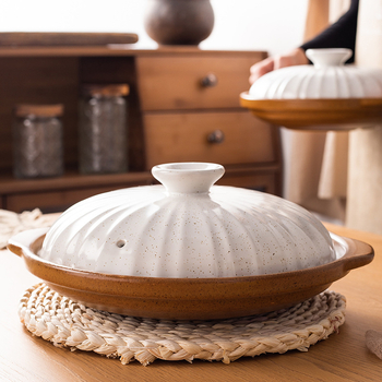 Caserolă ceramică cu gură joasă pentru aragaz, 1 L, ideală pentru orez și supe, fără strat de acoperire