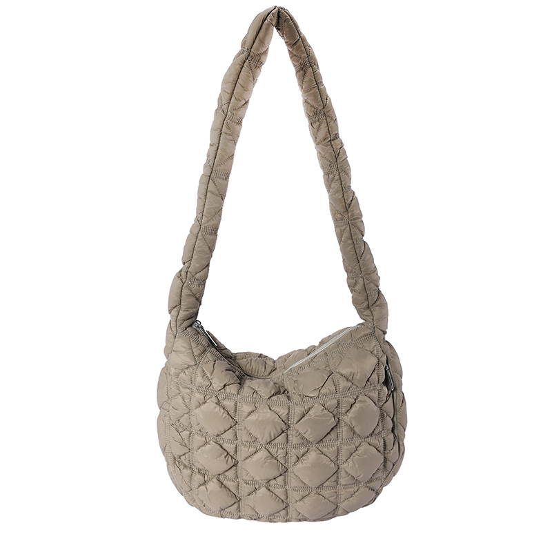Korejska oversize crossbody torbica s plisiranim dizajnom oblaka, najlon, velika veličina, zatvarač