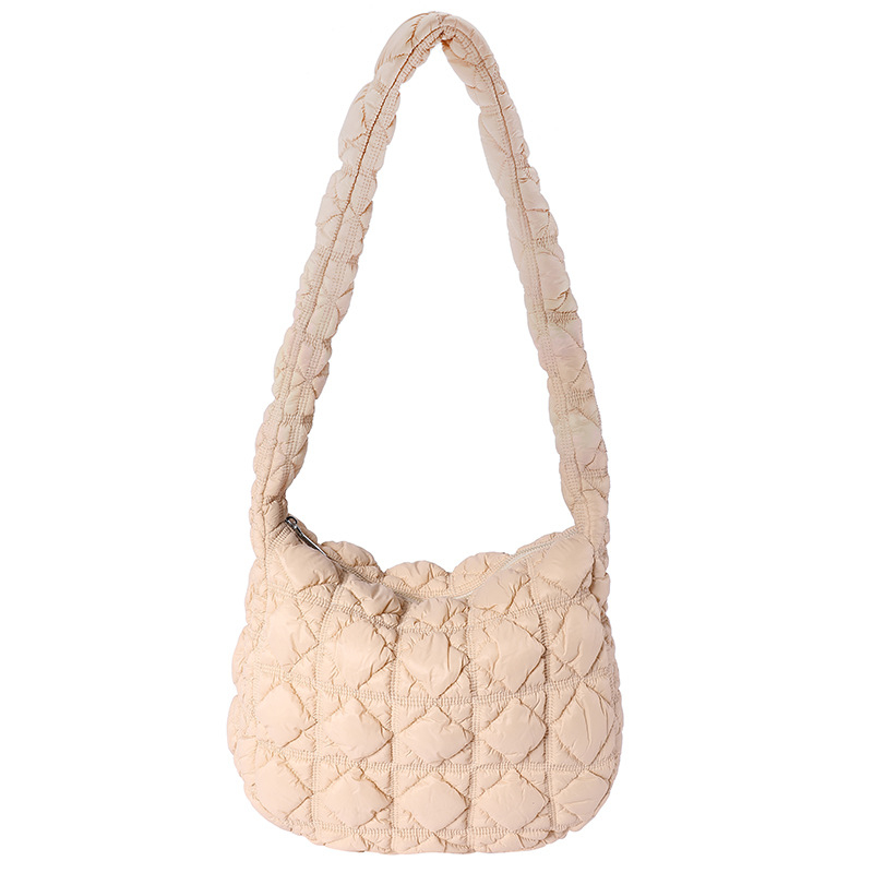 Korejska oversize crossbody torbica s plisiranim dizajnom oblaka, najlon, velika veličina, zatvarač