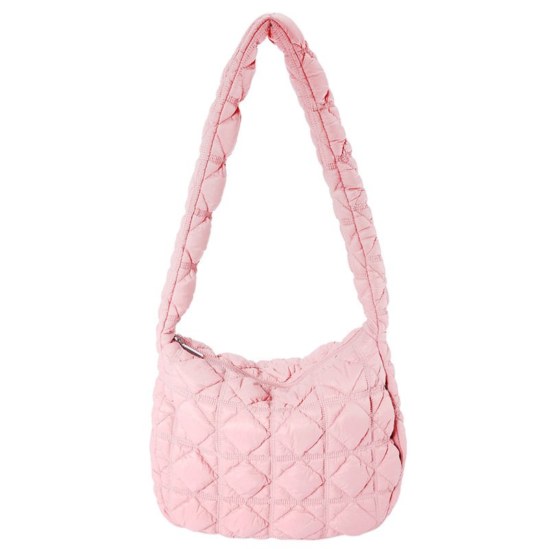 Korejska oversize crossbody torbica s plisiranim dizajnom oblaka, najlon, velika veličina, zatvarač