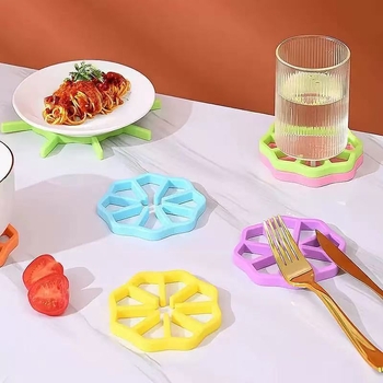 Covoraș din silicon termoizolant cu design floral decupat, anti-arzire pentru masă, suport pentru farfurii și boluri, covoraș rezistent la căldură pentru oale