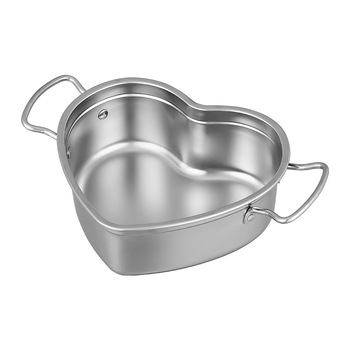 Oală din oțel inoxidabil 304, porționare, inimă cu mâner, stil coreean, vas pentru tăiței, 1,1–2 L