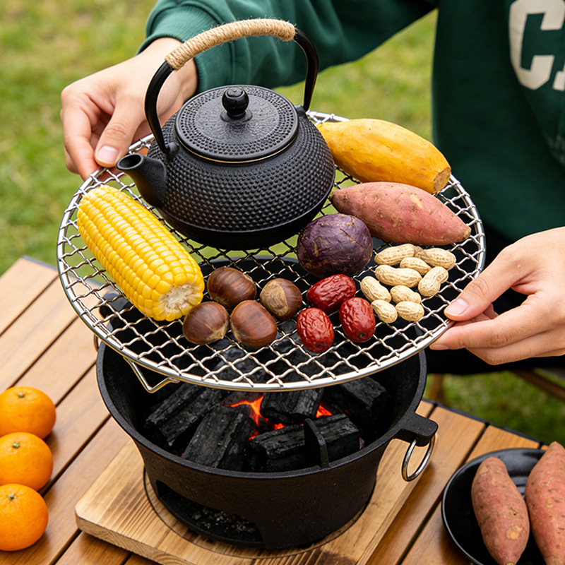 Grătar rotund din oțel inoxidabil cu picioare, suport pentru friteuză cu aer, plasă de scurgere a uleiului, grilaj de abur și bază pentru carne în cuptor