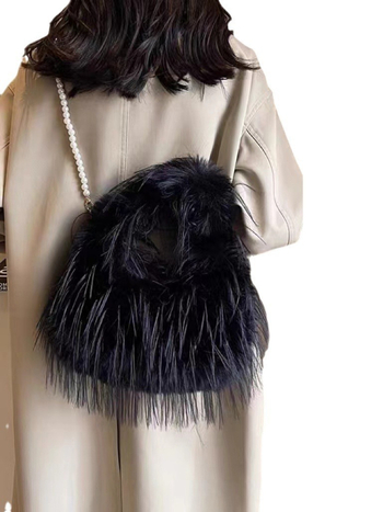 Ženska pliš dumpling crossbody torba – Korejskog stila, jesen-zima 2024, srednje veličine