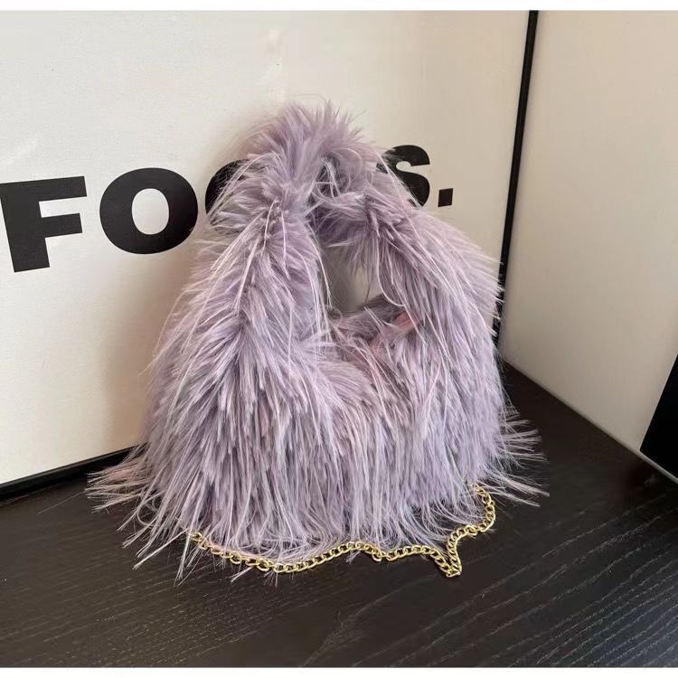 Ženska pliš dumpling crossbody torba – Korejskog stila, jesen-zima 2024, srednje veličine