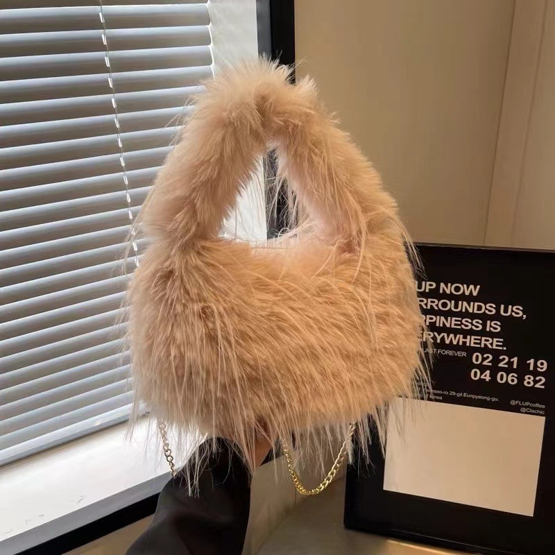 Ženska pliš dumpling crossbody torba – Korejskog stila, jesen-zima 2024, srednje veličine