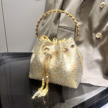 2025 ženska okrugla torba s dijamantima i kristalima, s resicama, bucket bag stil