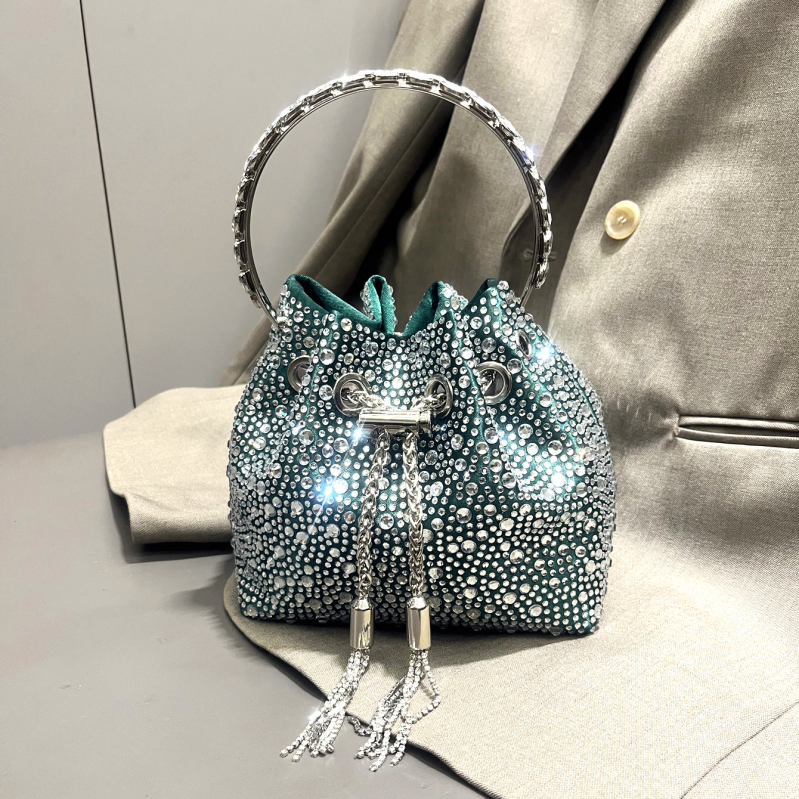 2025 ženska okrugla torba s dijamantima i kristalima, s resicama, bucket bag stil