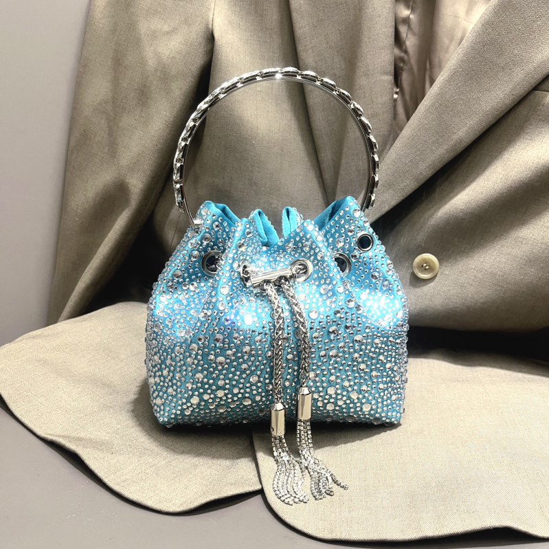 2025 ženska okrugla torba s dijamantima i kristalima, s resicama, bucket bag stil