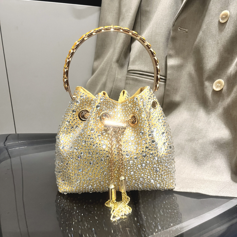 2025 ženska okrugla torba s dijamantima i kristalima, s resicama, bucket bag stil