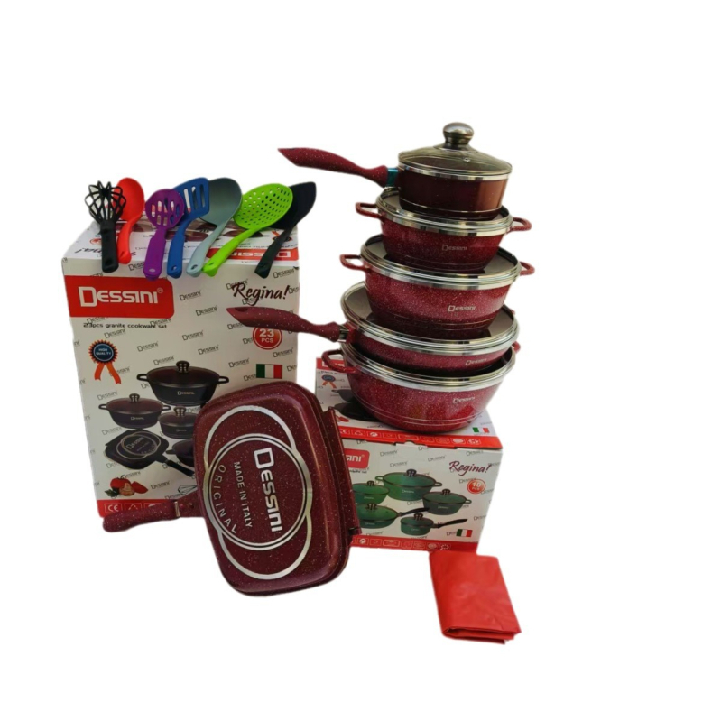 Dessini set de vase din aluminiu turnat, 23 piese, cu strat de Maifan și suprafețe antiaderente