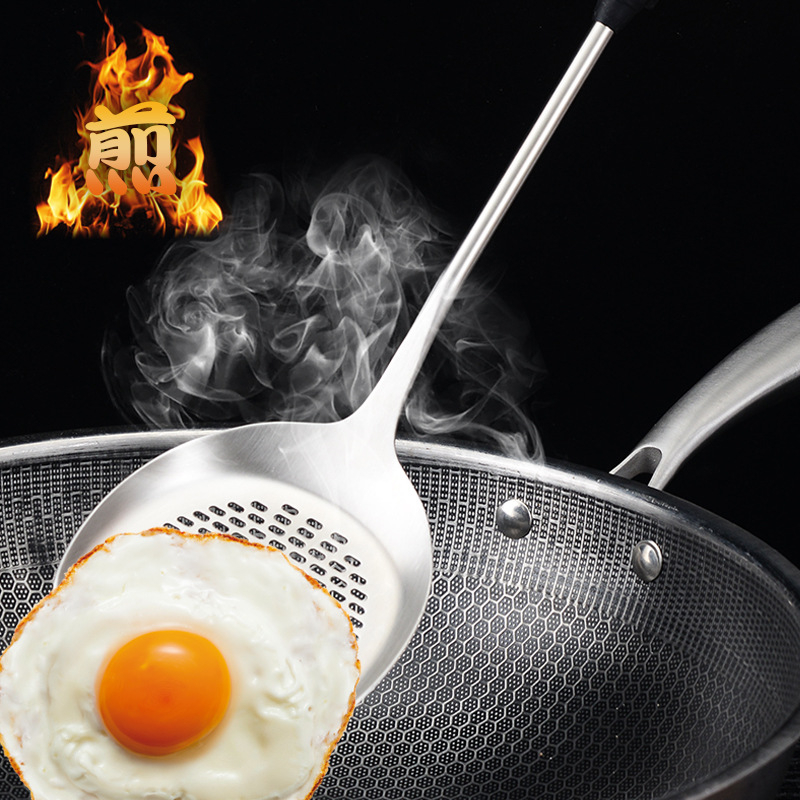 Spatulă de gătit din oțel inoxidabil 304, cu mâner din lemn, pentru prăjit, ustensilă de bucătărie cu mâner lung, rezistentă la căldură