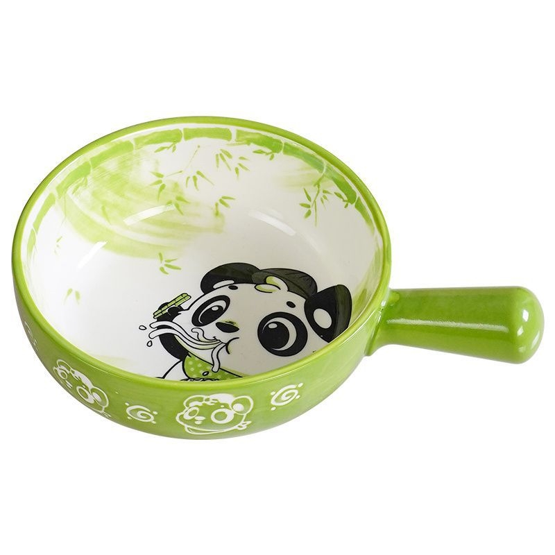Bol ceramic cu mâner, design desen animat, drăguț pentru copii, bol pentru salată, potrivit cuptorului și friteuză cu aer