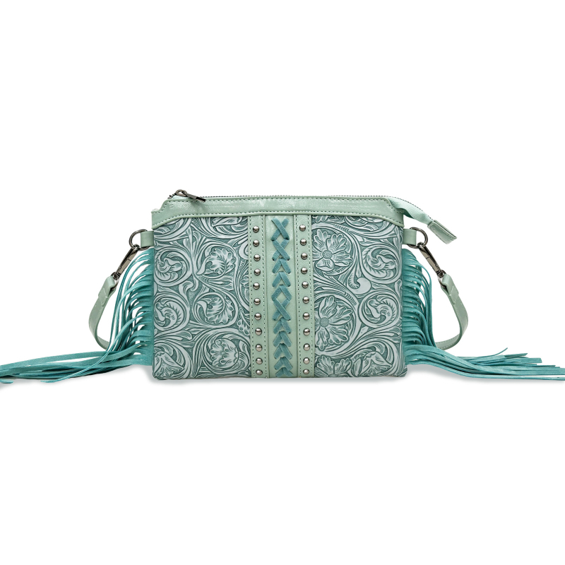 Boemska torbica s ukrasom od PU kože, mala kvadratna crossbody torba za žene