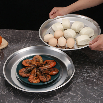 Tavă de aburi din oțel inoxidabil îngroșat, coș de aburi circular de 26 cm pentru wok sau tigaie, din oțel inoxidabil 201