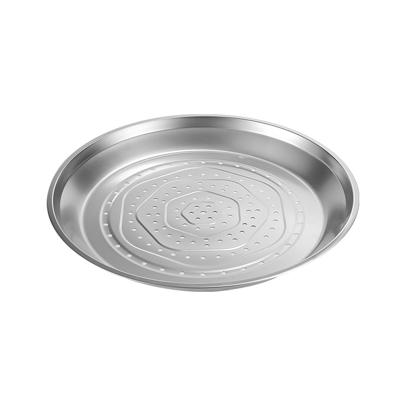 Tavă de aburi din oțel inoxidabil îngroșat, coș de aburi circular de 26 cm pentru wok sau tigaie, din oțel inoxidabil 201