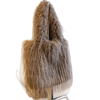 Ženska pliš torba s resicama, velika kapaciteta, bucket/tote stil preko ramena