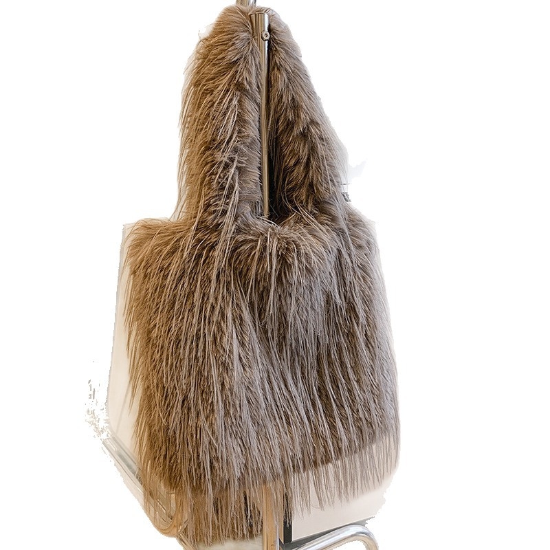 Ženska pliš torba s resicama, velika kapaciteta, bucket/tote stil preko ramena