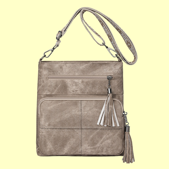 Ženska torbica za telefon s višestrukim džepovima, uspravni dizajn, crossbody naramenica, dodatak s resicama, minimalistički stil