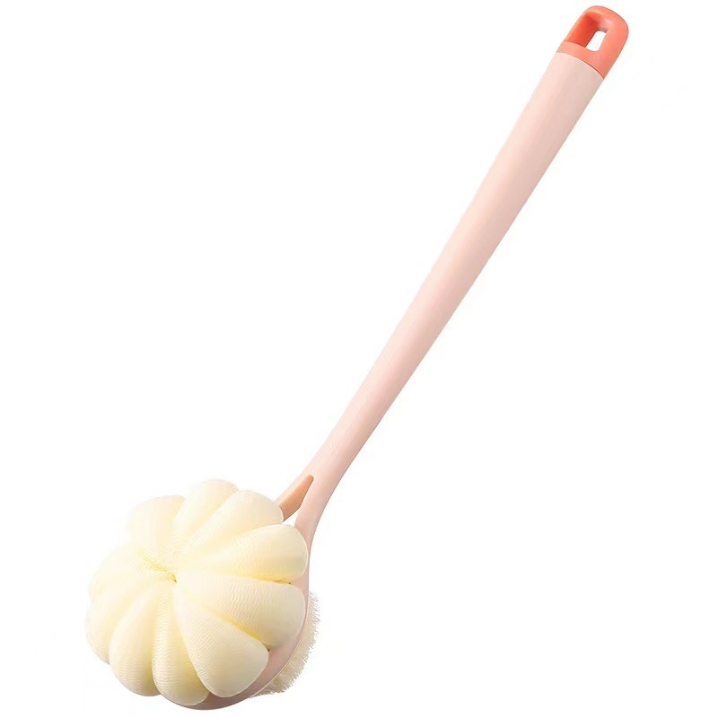 Perie de duș cu mâner lung, dublă față, pentru față și masajul spatelui, peri moi din nylon