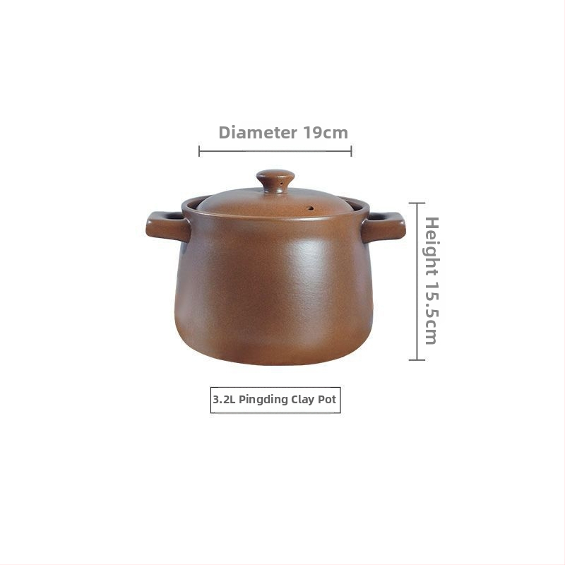 Oală de gătit ceramică neglazurată, pentru aragaz, 3,1–4 L, rezistentă la temperaturi înalte, stil tradițional.
